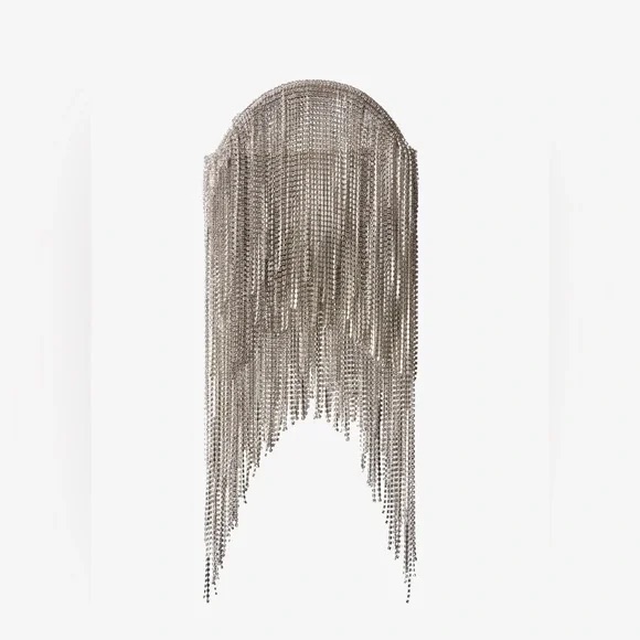 Retrofete Silver Chunky Knit Bag With Dramatic Tassels